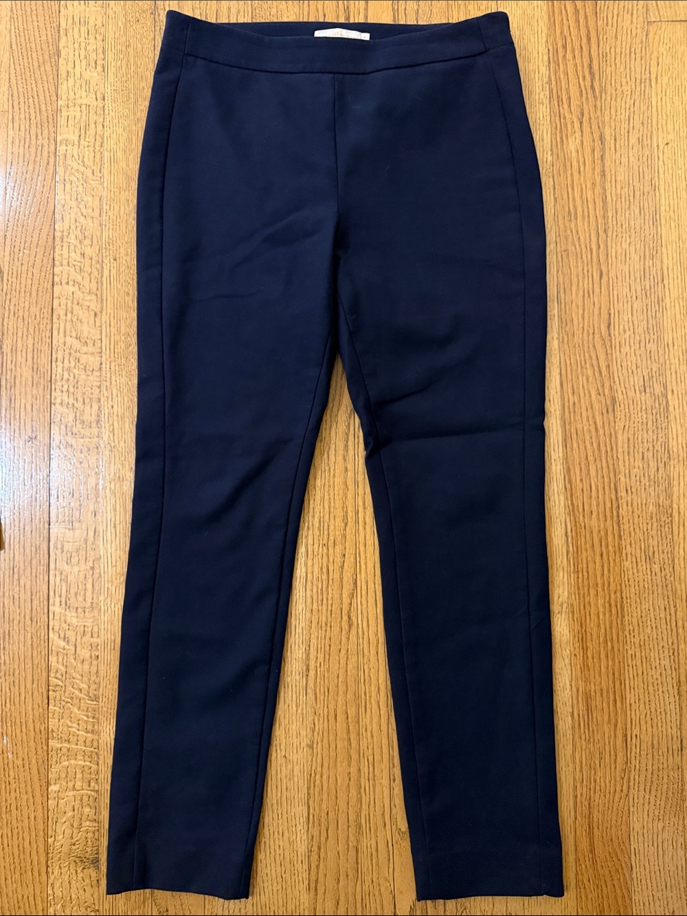 Tory Burch Navy Blue Slim Straight Ankle Pants Side Zip Size 8